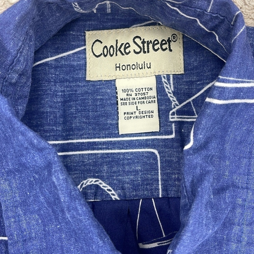 Cooke Street Honolulu Yacht Hawaiian Button Down Shirt 1970s Vintage Men Large - Picture 3 of 7
